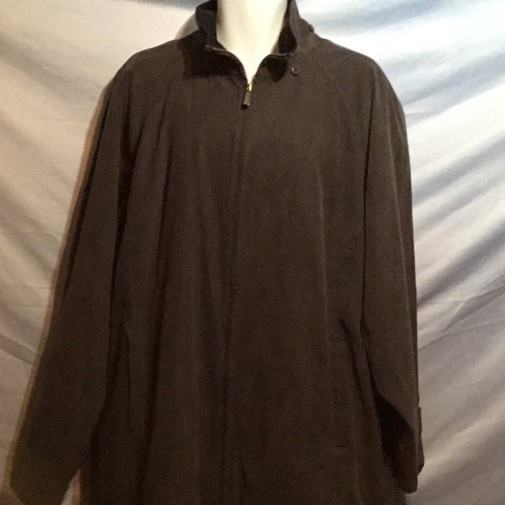 Grey suede full zip up coat - London Fog